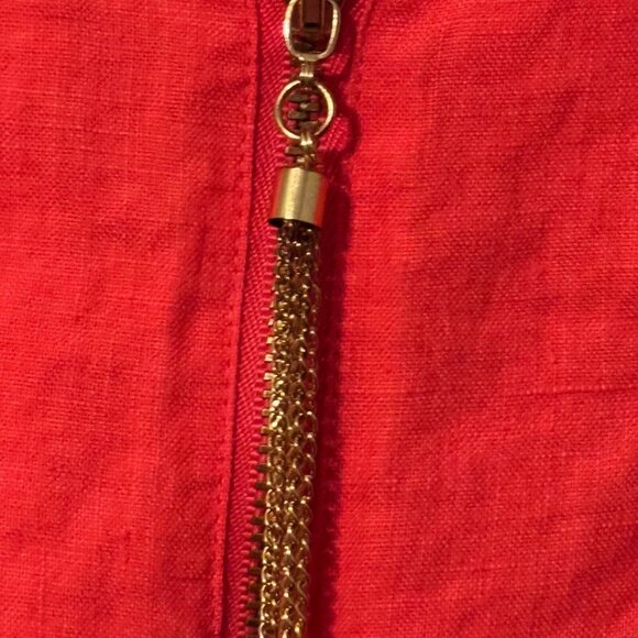 Company Ellen Tracy Sz XL Coral Linen Tunic With Zipper Detail & Front Pockets - Picture 6 of 12